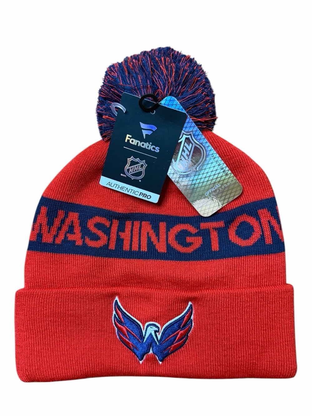 Fanatics Authentic Pro Washington Capitals Pom-Top Beanie Unisex NWT